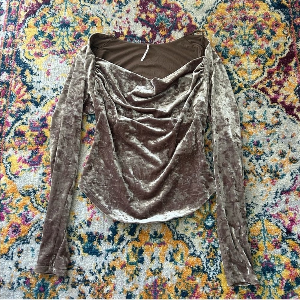 Free People Velvet Velours cowl neck whimsigoth metallic Party Top
